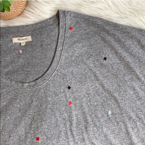 Madewell • Embroidered Squares U-Neck Short Sleeve Tee Women’s Size Small S EUC - Picture 7 of 10